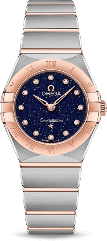Omega,Constellation 25mm,25mm,Sedna Gold,Stainless Steel,Blue,Quartz,Day,Zodiac Indications,131,131.20.25.60.53.002