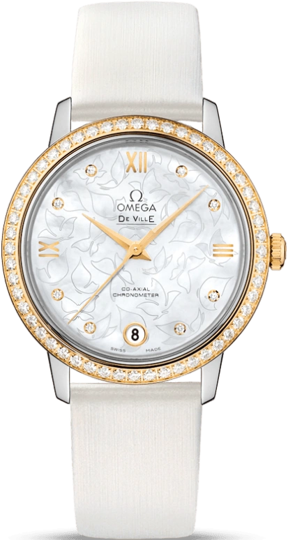 Omega,De Ville 32.70mm,32.70mm,Yellow Gold,Stainless Steel,White,Automatic,Date,Co-Axial Escapement,424,424.27.33.20.55.002