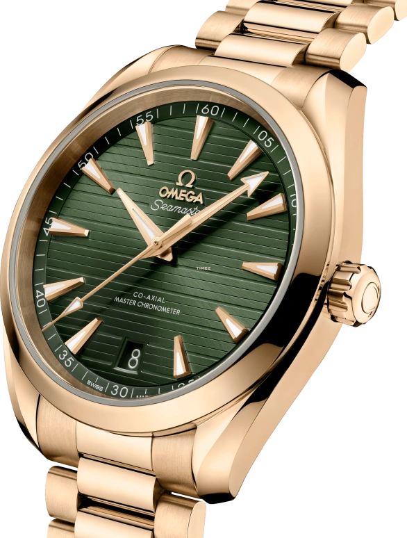 Omega,Aqua Terra 41mm,41mm,Moonshine Gold,Green,Automatic,Day,60hours,220,220.50.41.21.10.001