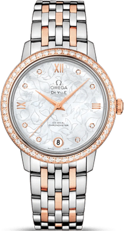 Omega,De Ville 32.70mm,32.70mm,Red Gold,Stainless Steel,White,Automatic,Date,Co-Axial Escapement,424,424.25.33.20.55.003