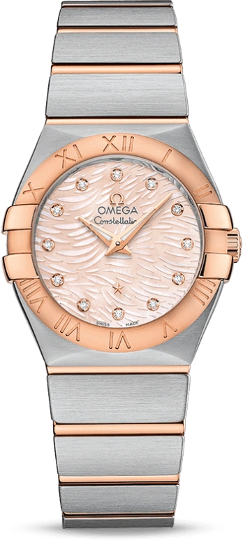 Omega,Constellation 27mm,27mm,Red Gold,Stainless Steel,Pink,Quartz,30000hours,In-house Caliber,123,123.20.27.60.57.004