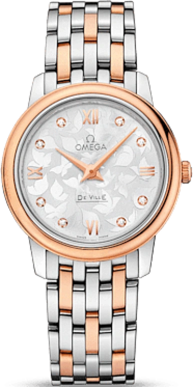 Omega,De Ville 27.40mm,27.40mm,Red Gold,Stainless Steel,Silver,Quartz,30000hours,In-house Caliber,424,424.20.27.60.52.002