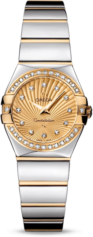 Omega,Constellation 24mm,24mm,Yellow Gold,Stainless Steel,Champagne,Quartz,30000hours,In-house Caliber,123,123.25.24.60.58.002