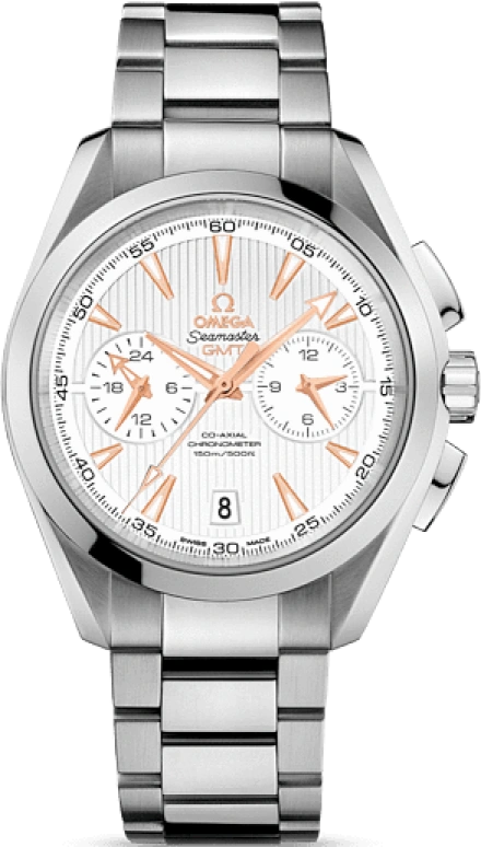 Omega,Aqua Terra 43mm,43mm,Stainless Steel,Silver,Automatic,Chronograph,Date,Co-Axial Escapement,Column Wheel,60hours,In-house Caliber,231,231.10.43.52.02.001