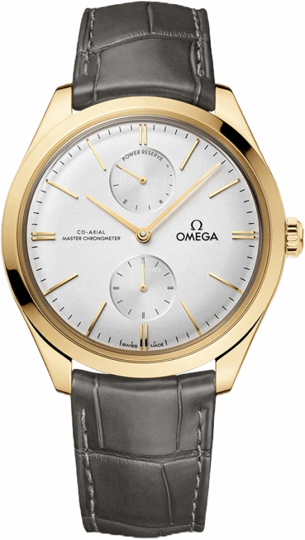 Omega,Trésor 40mm,40mm,Yellow Gold,Silver,Handwound,Power Reserve Indicator,Co-Axial Escapement,435,435.53.40.22.02.001