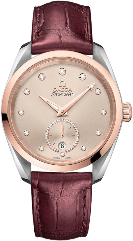 Omega,Aqua Terra 38mm,38mm,Sedna Gold,Stainless Steel,Beige,Automatic,Date,Co-Axial Escapement,220,220.23.38.20.59.001