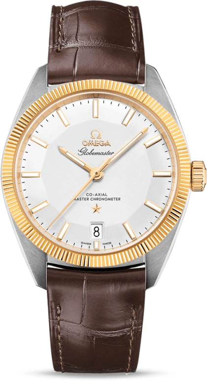 Omega,Globemaster 39mm,39mm,Yellow Gold,Stainless Steel,Silver,Automatic,Date,Co-Axial Escapement,130,130.23.39.21.02.001