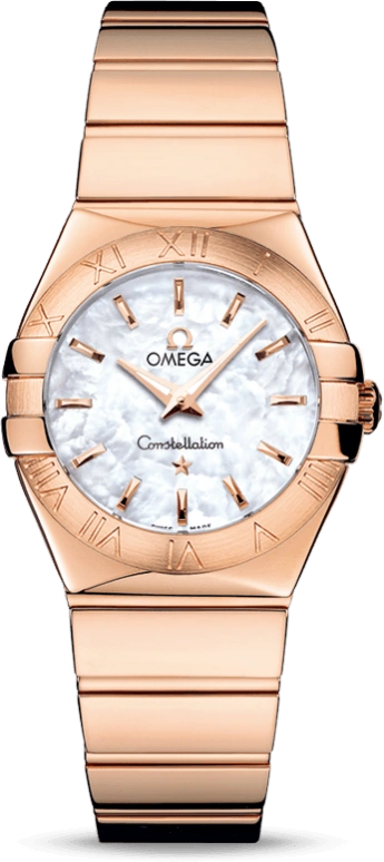 Omega,Constellation 27mm,27mm,Red Gold,White,Quartz,30000hours,In-house Caliber,123,123.50.27.60.05.003