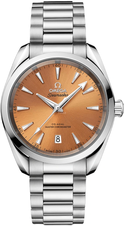 Omega,Aqua Terra 38mm,38mm,Stainless Steel,Orange,Automatic,Date,Co-Axial Escapement,220,220.10.38.20.12.001