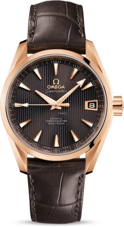 Omega,Aqua Terra 38.50mm,38.50mm,Red Gold,Grey,Automatic,Date,Co-Axial Escapement,231,231.53.39.21.06.001