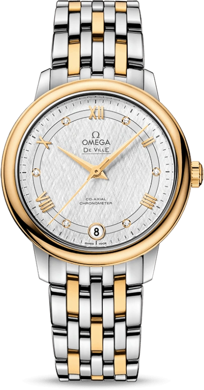 Omega,De Ville 32.70mm,32.70mm,Yellow Gold,Stainless Steel,Silver,Automatic,Date,Co-Axial Escapement,424,424.20.33.20.52.001