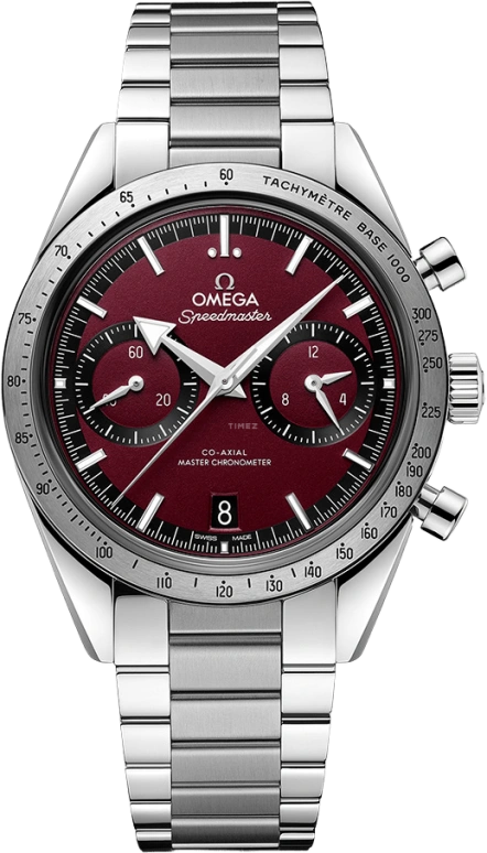 Omega,Speedmaster (Non-Moonwatch) 40.50mm,40.50mm,Stainless Steel,Red,Handwound,Chronograph,Date,Co-Axial Escapement,Column Wheel,60hours,In-house Caliber,332,332.10.41.51.11.001