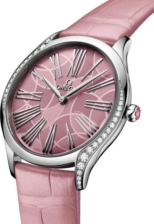 Omega,De Ville 36mm,36mm,Stainless Steel,Pink Red,Quartz,In-house Caliber,Sapphire,Glass,428,428.18.36.60.10.001