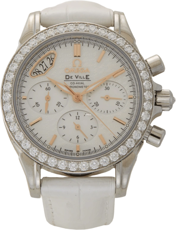 Omega,De Ville 35mm,35mm,Stainless Steel,White,Automatic,Chronograph,Day,422,422.18.35.50.05.001