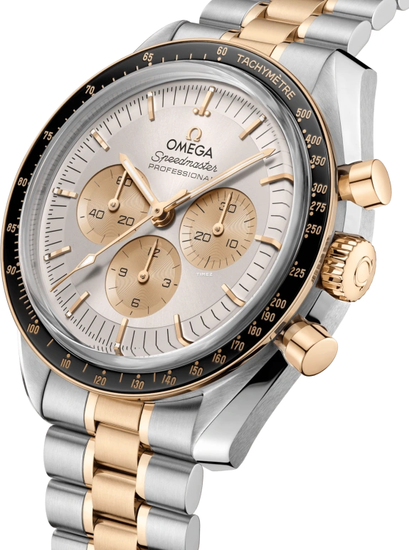 Omega,Speedmaster Moonwatch 42mm,42mm,Stainless Steel,Moonshine Gold,Silver,Handwound,Chronograph,Anti-magnetic,310,310.20.42.50.02.001