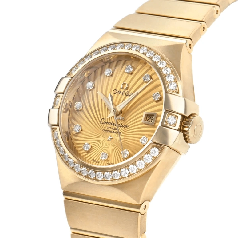 Omega,Constellation 31mm,31mm,Yellow Gold,Champagne,Automatic,Day,50hours,123,123.55.31.20.58.001