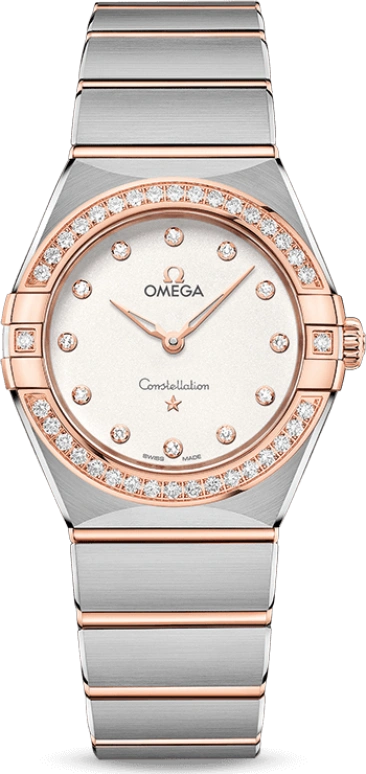 Omega,Constellation 28mm,28mm,Sedna Gold,Stainless Steel,White,Quartz,In-house Caliber,Sapphire,131,131.25.28.60.52.001