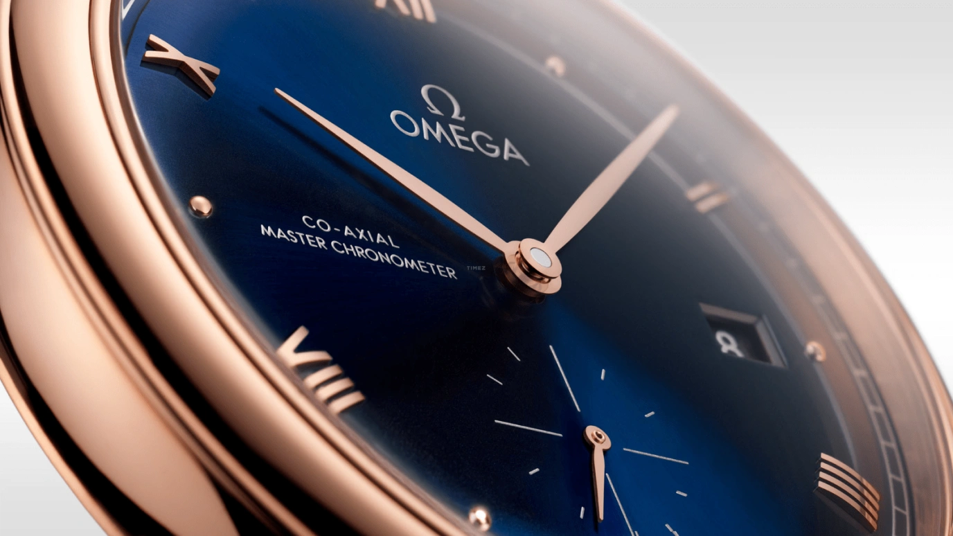 Omega,De Ville 41mm,41mm,Rose Gold,Blue,Automatic,55hours,In-house Caliber,434,434.53.41.20.03.001