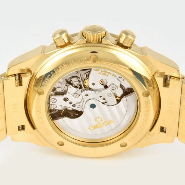 Omega,De Ville 41mm,41mm,Yellow Gold,Silver,Automatic,Chronograph,Day,4141,4141.30.00