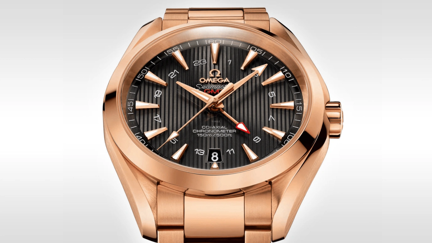Omega,Aqua Terra 43mm,43mm,Red Gold,Grey,Automatic,Date,Co-Axial Escapement,231,231.50.43.22.06.002