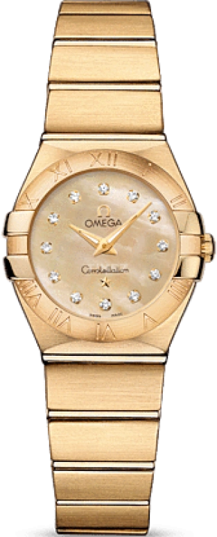Omega,Constellation 24mm,24mm,Yellow Gold,Champagne,Quartz,30000hours,In-house Caliber,123,123.50.24.60.57.001
