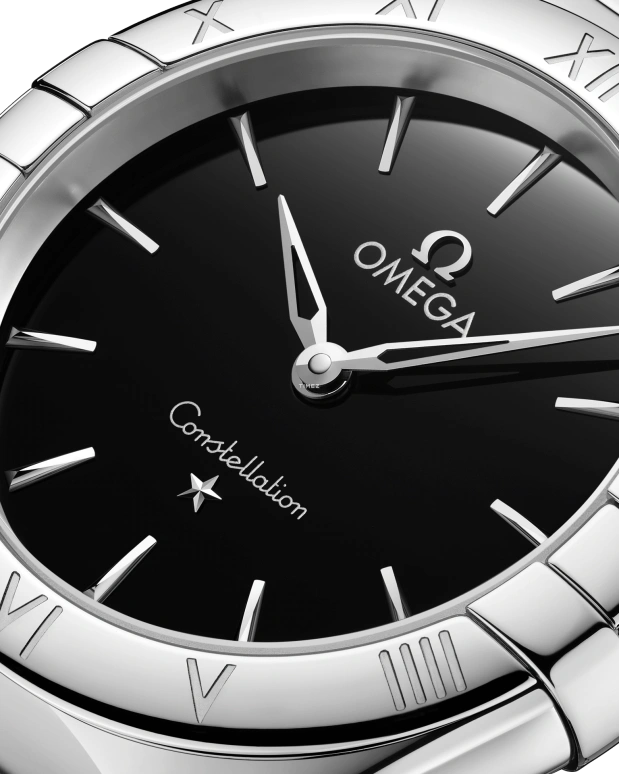 Omega,Constellation 28mm,28mm,Stainless Steel,Black,Quartz,In-house Caliber,Sapphire,Crystal Glass,131,131.10.28.60.01.001