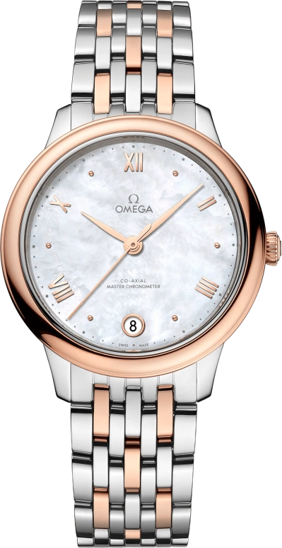 Omega,De Ville 34mm,34mm,Stainless Steel,White,Automatic,55hours,In-house Caliber,434,434.20.34.20.05.001