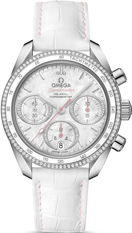 Omega,Speedmaster (Non-Moonwatch) 38mm,38mm,Stainless Steel,White,Automatic,Chronograph,Date,Co-Axial Escapement,Column Wheel,52hours,In-house Caliber,324,324.38.38.50.55.001