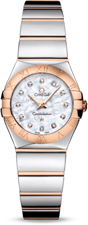 Omega,Constellation 24mm,24mm,Red Gold,Stainless Steel,White,Quartz,30000hours,In-house Caliber,123,123.20.24.60.55.003