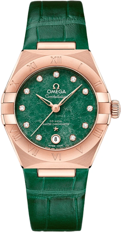 Omega,Constellation 29mm,29mm,Sedna Gold,Green,Automatic,Date,Co-Axial Escapement,131,131.53.29.20.99.002