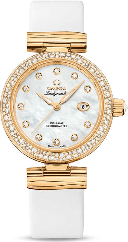 Omega,LadyMatic 34mm,34mm,Yellow Gold,White,Automatic,Date,Co-Axial Escapement,425,425.67.34.20.55.007