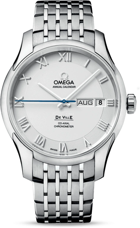 Omega,De Ville 41mm,41mm,Stainless Steel,Silver,Automatic,Annual Calendar,Month,Date,Co-Axial Escapement,60hours,In-house Caliber,431,431.10.41.22.02.001