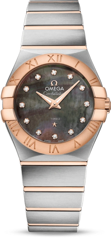 Omega,Constellation 27mm,27mm,Red Gold,Stainless Steel,Grey,Quartz,30000hours,In-house Caliber,123,123.20.27.60.57.006