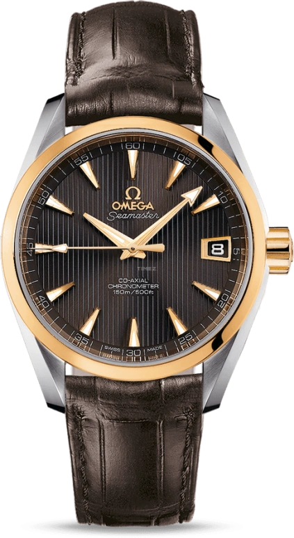 Omega,Aqua Terra 38.50mm,38.50mm,Yellow Gold,Stainless Steel,Grey,Automatic,Date,Co-Axial Escapement,231,231.23.39.21.06.002
