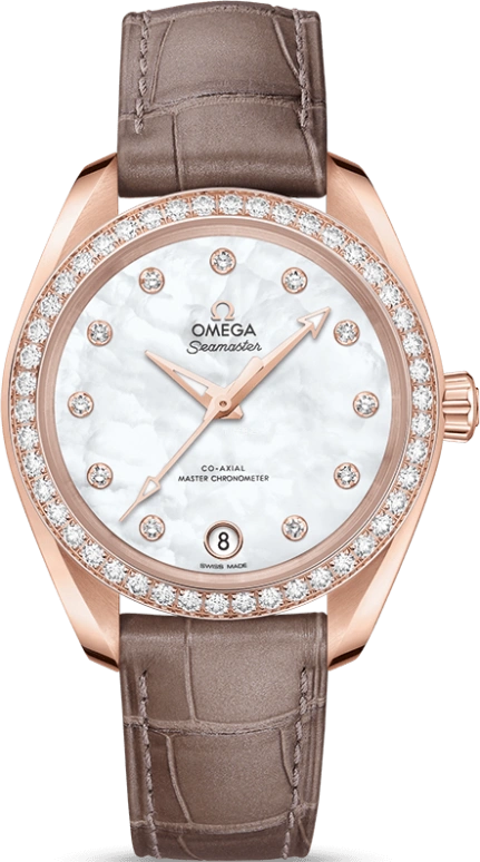 Omega,Aqua Terra 34mm,34mm,Sedna Gold,White,Automatic,Date,Co-Axial Escapement,220,220.58.34.20.55.001
