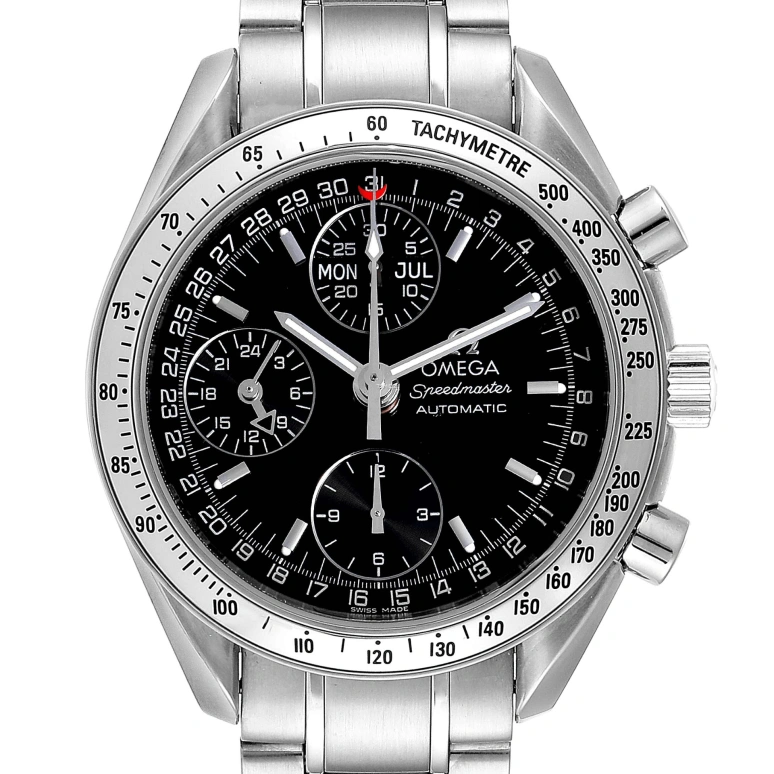 Omega,Speedmaster 39mm,39mm,Stainless Steel,Black,Automatic,Chronograph,Month,Date,Day,42hours,In-house Caliber,3523,3523.50