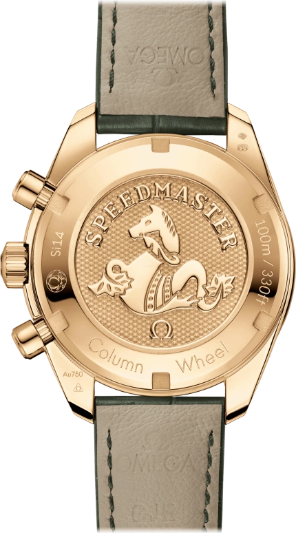 Omega,Speedmaster (Non-Moonwatch) 38mm,38mm,Yellow Gold,Silver,Automatic,Chronograph,Date,Co-Axial Escapement,Column Wheel,52hours,In-house Caliber,324,324.63.38.50.02.004
