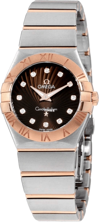 Omega,Constellation 27mm,27mm,Red Gold,Stainless Steel,Brown,Quartz,30000hours,In-house Caliber,123,123.20.27.60.63.001
