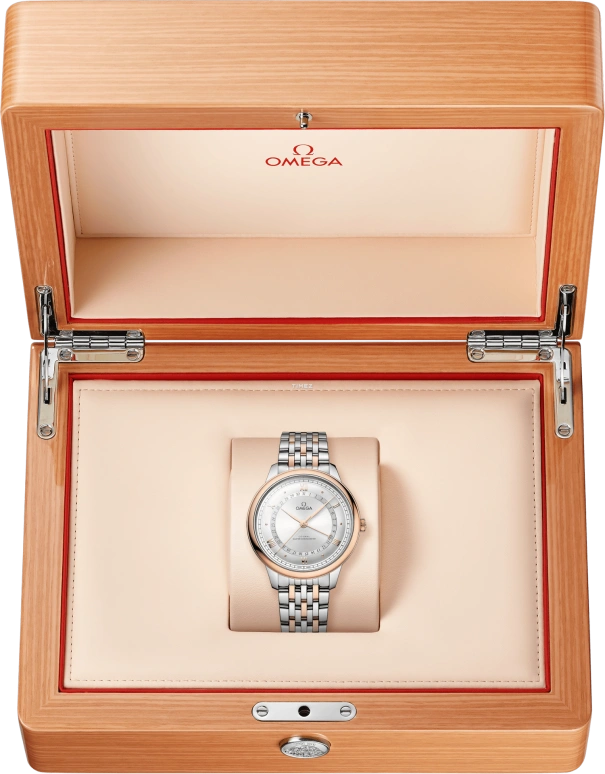 Omega,De Ville 42mm,42mm,Stainless Steel,Sedna Gold,Silver,Automatic,Day,Anti-magnetic,434,434.20.42.22.02.001