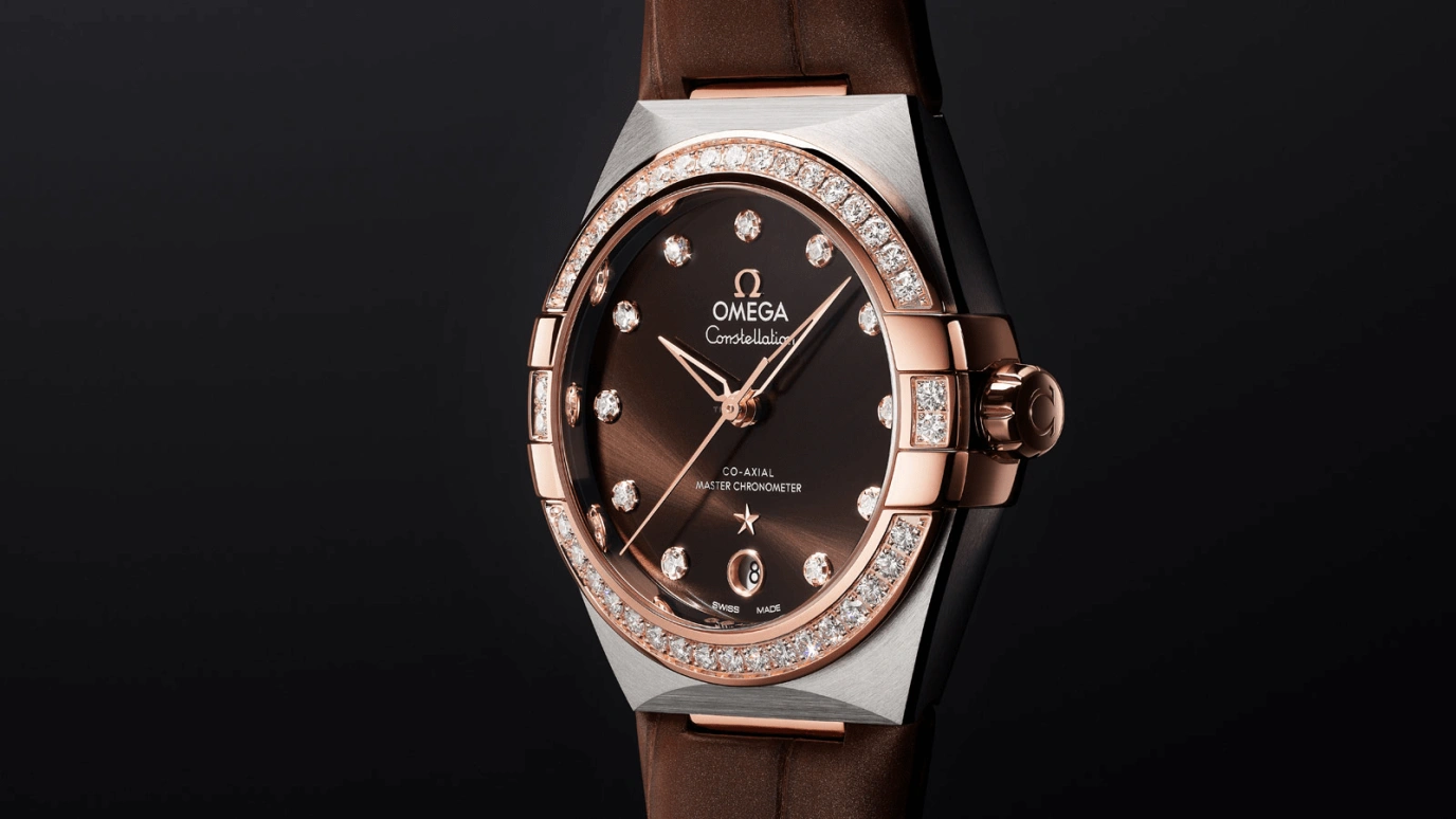Omega,Constellation 36mm,36mm,Sedna Gold,Stainless Steel,Brown,Automatic,Date,Co-Axial Escapement,131,131.28.36.20.63.001