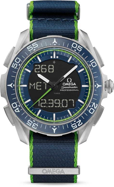 Omega,Speedmaster (Non-Moonwatch) 45mm,45mm,Titanium,Blue,Quartz,Chronograph,Perpetual Calendar,Month,Date,17520hours,In-house Caliber,318,318.92.45.79.03.001