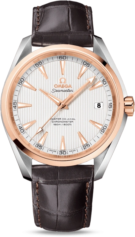 Omega,Aqua Terra 41.50mm,41.50mm,Red Gold,Stainless Steel,Silver,Automatic,Date,Co-Axial Escapement,231,231.23.42.21.02.001