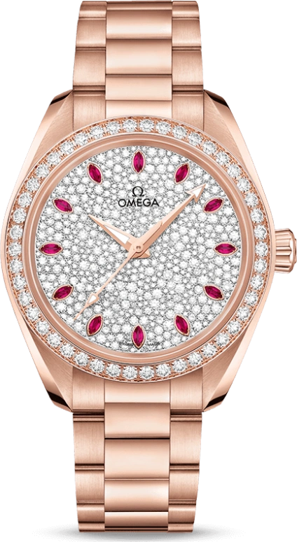 Omega,Aqua Terra 34mm,34mm,Sedna Gold,White,Automatic,Co-Axial Escapement,55hours,220,220.55.34.20.99.001