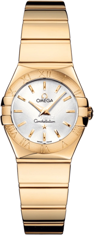 Omega,Constellation 24mm,24mm,Yellow Gold,Silver,Quartz,30000hours,In-house Caliber,123,123.50.24.60.02.004
