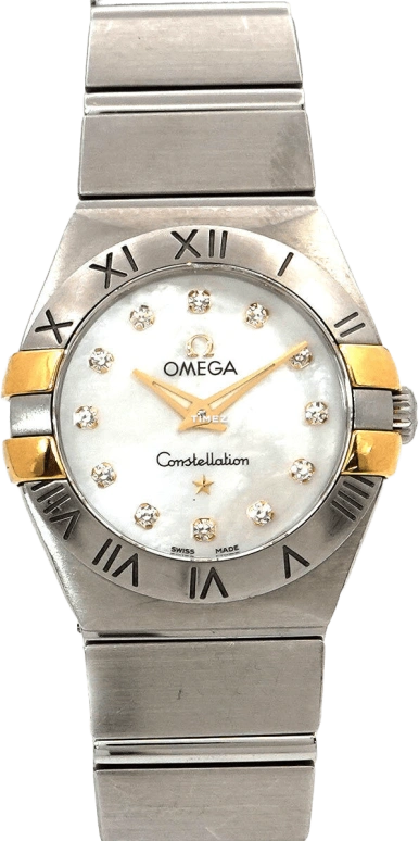 Omega,Constellation 24mm,24mm,Yellow Gold,Stainless Steel,White,Quartz,30000hours,In-house Caliber,123,123.20.24.60.55.006