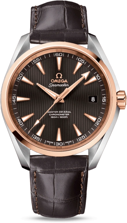 Omega,Aqua Terra 41.50mm,41.50mm,Red Gold,Stainless Steel,Brown,Automatic,Date,Co-Axial Escapement,231,231.23.42.21.06.003