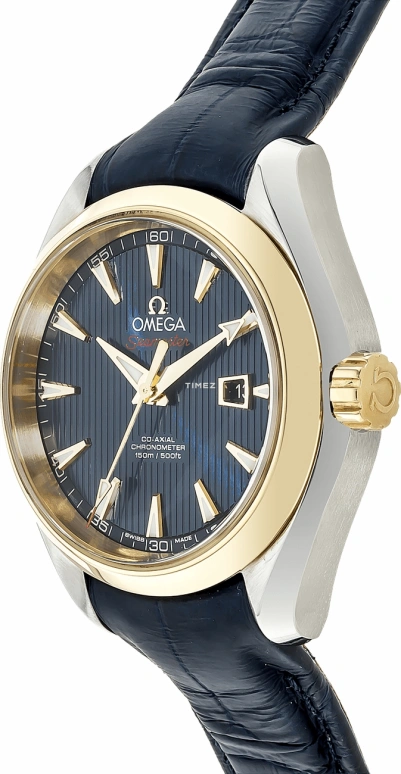 Omega,Aqua Terra 34mm,34mm,Yellow Gold,Stainless Steel,Blue,Automatic,Day,50hours,522,522.23.34.20.03.001