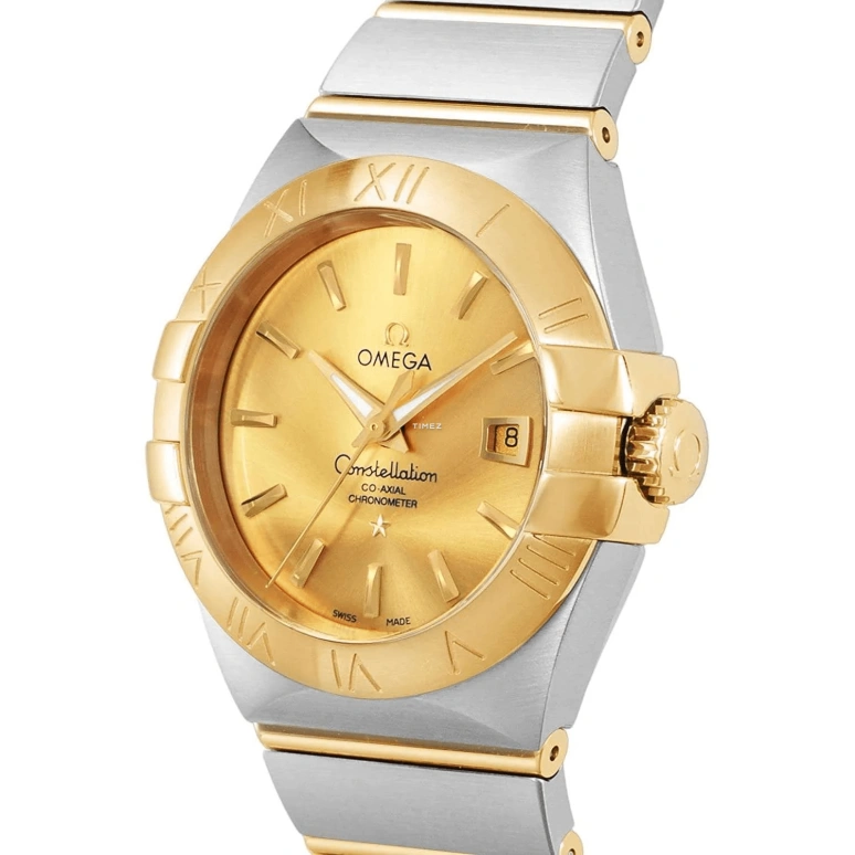 Omega,Constellation 31mm,31mm,Yellow Gold,Stainless Steel,Champagne,Automatic,Day,50hours,123,123.20.31.20.08.001