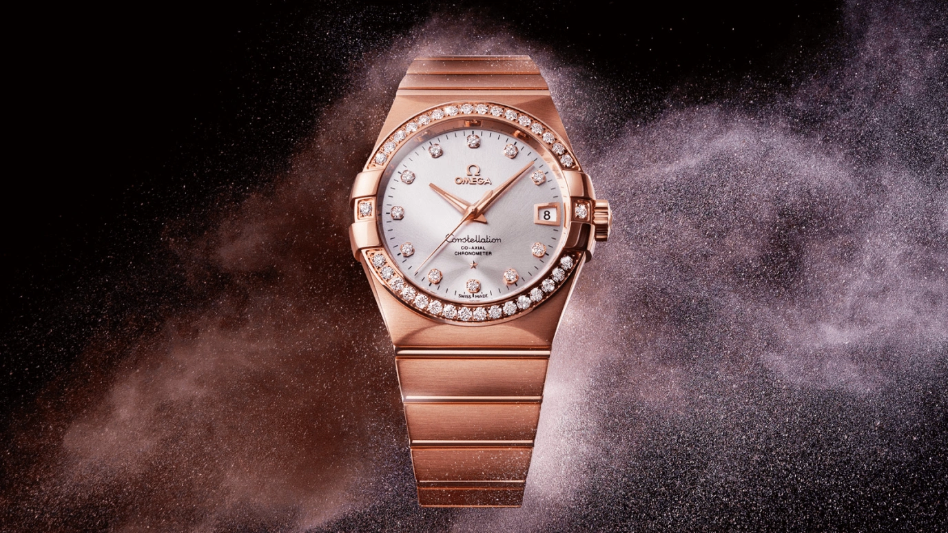 Omega,Constellation 38mm,38mm,Red Gold,Silver,Automatic,Date,Co-Axial Escapement,123,123.55.38.21.52.001