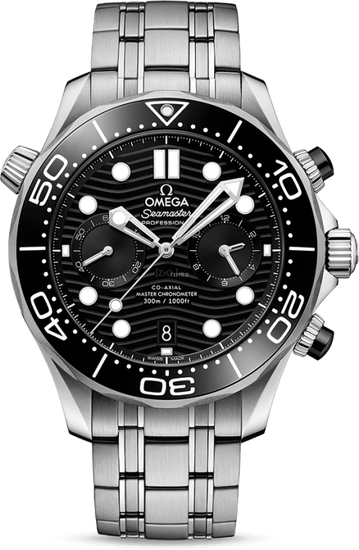 Omega,Seamaster Diver 300M 44mm,44mm,Stainless Steel,Black,Automatic,Chronograph,Date,Co-Axial Escapement,Column Wheel,60hours,In-house Caliber,210,210.30.44.51.01.001